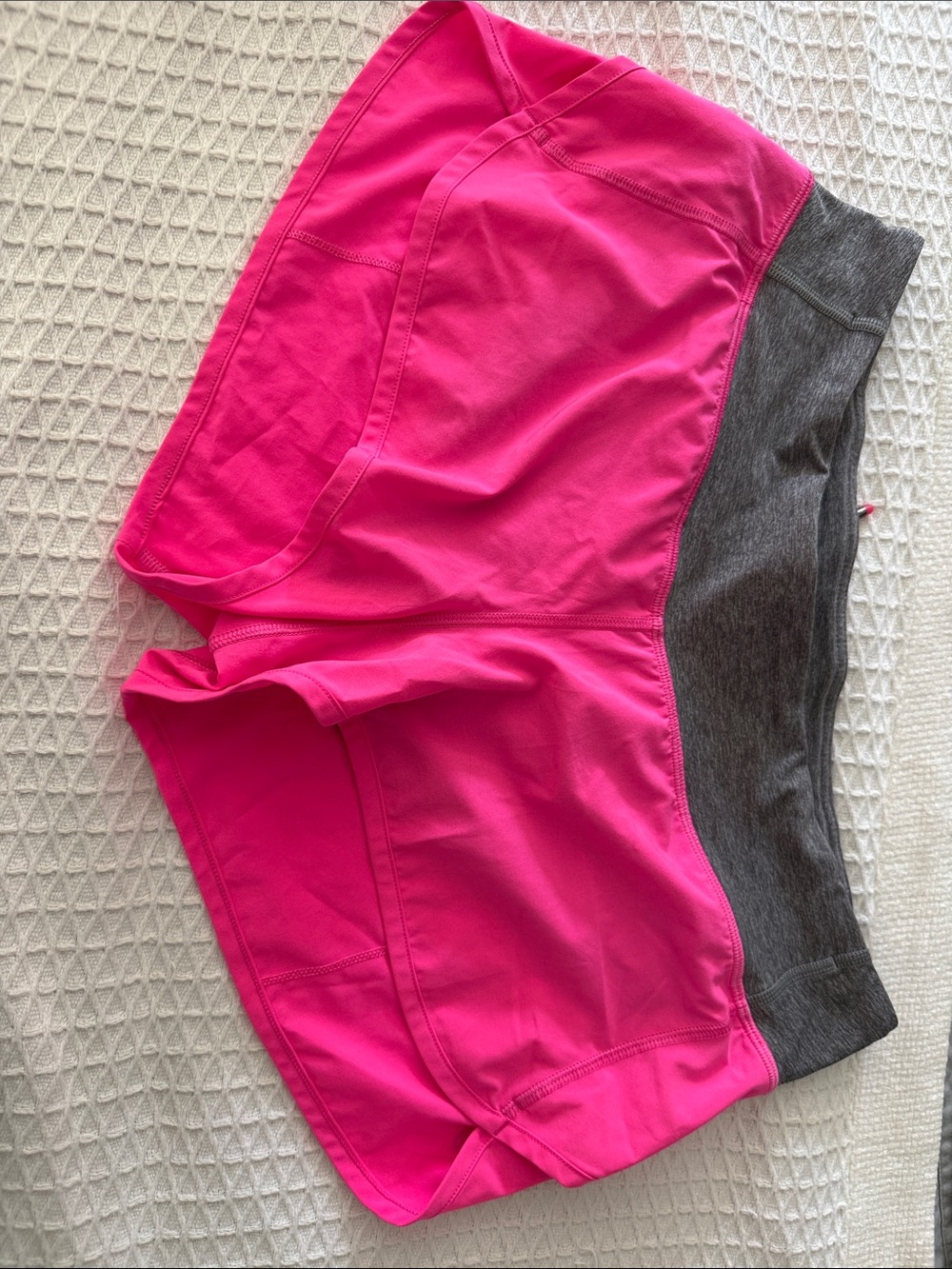 Women’s bright Pink lululemon Athletic Shorts with Gray Waistband